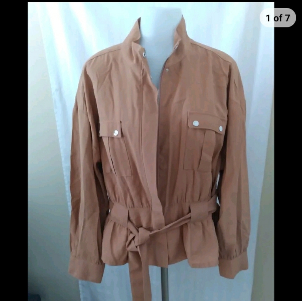 Nine West Lightweight Zip Up Pale Pink Jacket Size Large